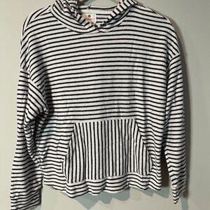 Sundry Striped Size Small Cropped Hoodie, Black & White - NWT